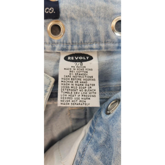 Revolt Jeans Womens 7/8 Mid Rise Bootcut Light Blue Denim - Punk Detail - Picture 6 of 9